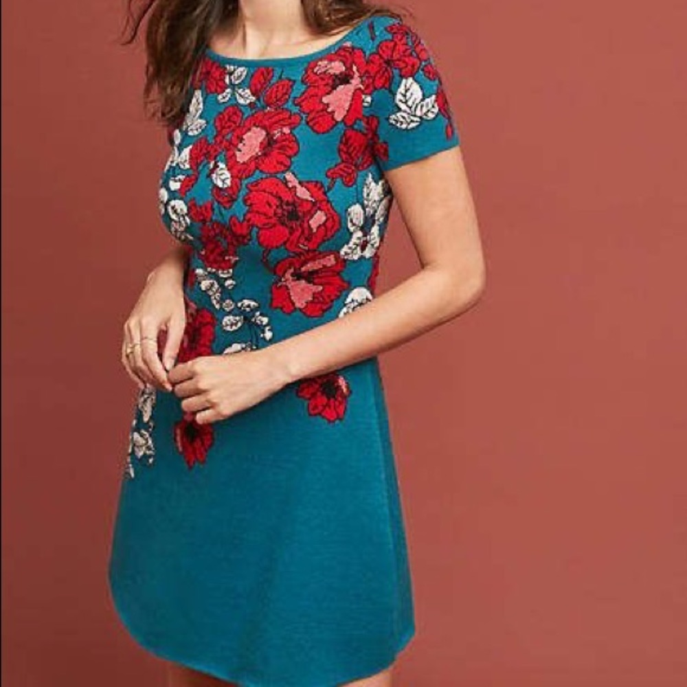 Anthropologie Allison floral sweater dress, small